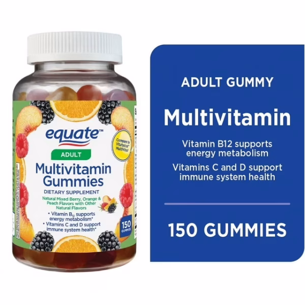 Equate Multivitamin Gummies for Immune Support, Mixed Berry Orange and Peach, 150 Count