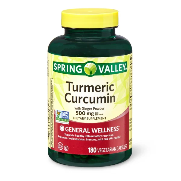Spring Valley Turmeric Curcumin with Ginger Powder Dietary Supplement, 500 mg, 180 Count